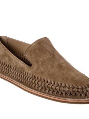 Vince Suede Woven Slip-On Loafer in Taupe